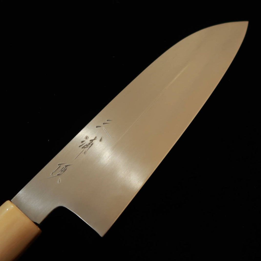 Couteau Santoku Miura Itadaki, Acier Shirogami 2, Manche Octogonal en Magnolia et Corne de Buffle (180 mm)