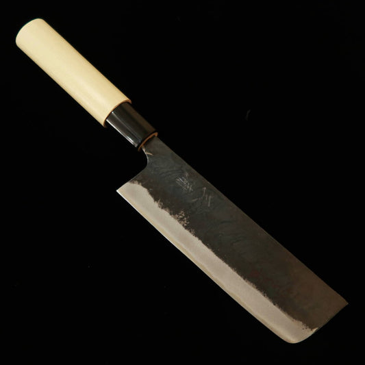 三浦MIURA 鍛造菜切 白紙二号 黒打ち プラ朴丸柄（135mm）