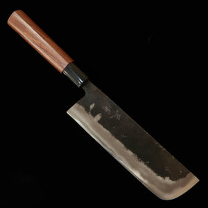 MIURA nakiri type naginata, Aogami #2, finition kuro-uchi, manche en noyer forme châtaigne (175 mm)