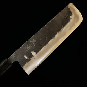 MIURA nakiri type naginata, Aogami #2, finition kuro-uchi, manche en noyer forme châtaigne (175 mm)