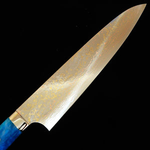 SAJI TAKESHI Gyuto, VG10, Coloured Damascus with Blue Acrylic Handle (210/240 mm)