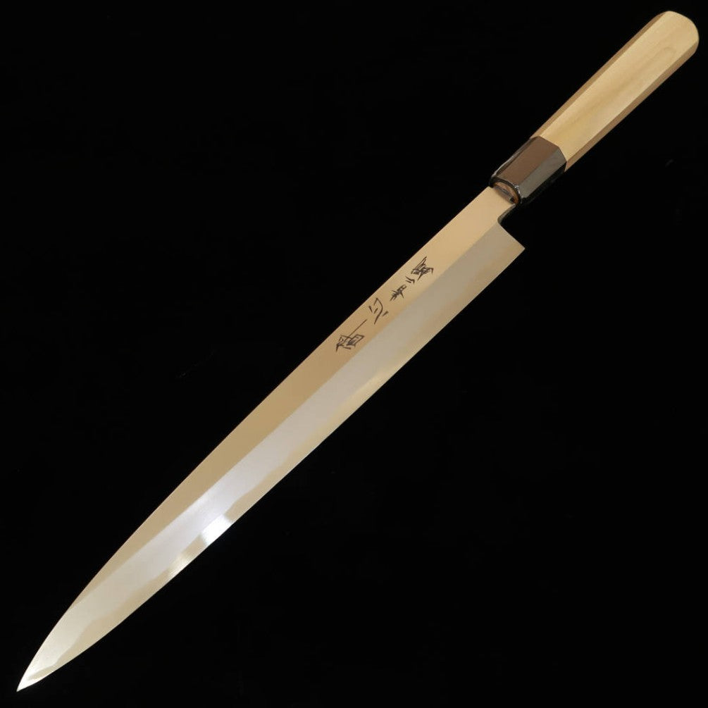 SUISIN Yanagiba Blue Steel #2 Hongasumi, Octagonal Magnolia Handle, Left-handed, with Magnolia Saya (240-300mm)