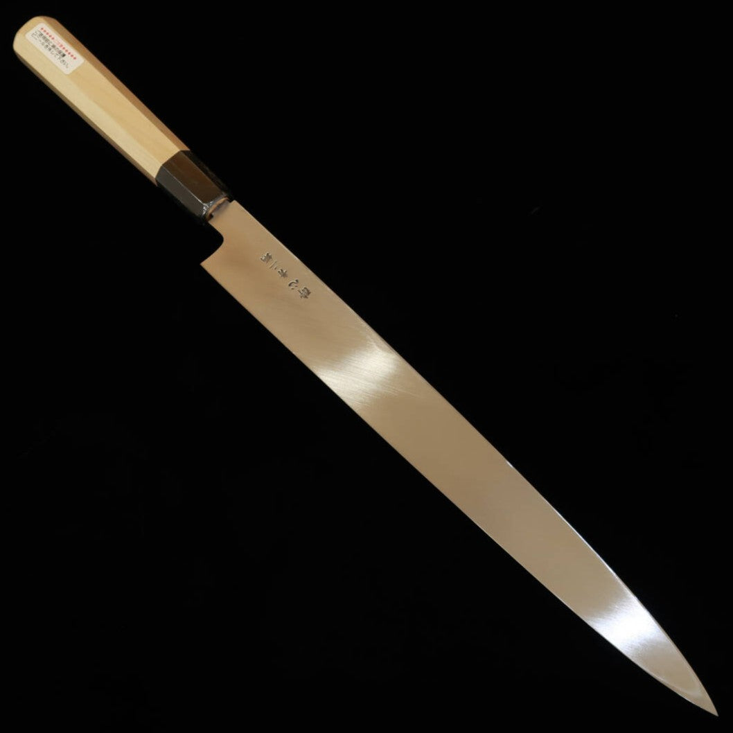 酔心 SUISIN 柳刃 青紙二号 本霞研 朴八角柄 左利き用 朴鞘付き (240-300mm)