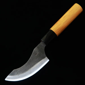 Cuchillo para desollar jabalí MIURA Aogami no.2, doble filo, mango de olmo (85mm)