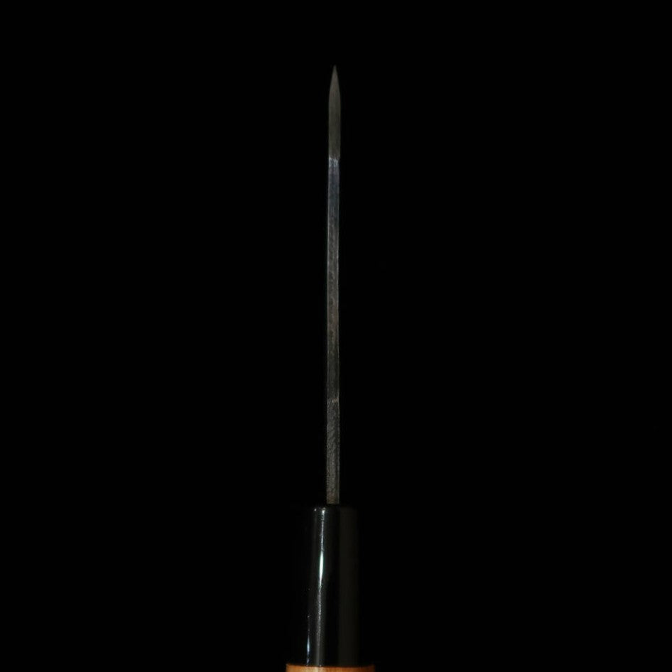 Cuchillo para desollar jabalí MIURA Aogami no.2, doble filo, mango de olmo (85mm)