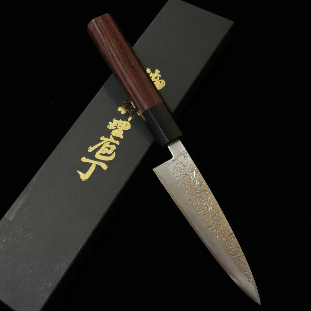 MIURA Ginpaku No.3 Faca utilitária de dois gumes Cabo octogonal de madeira roxa (120mm)