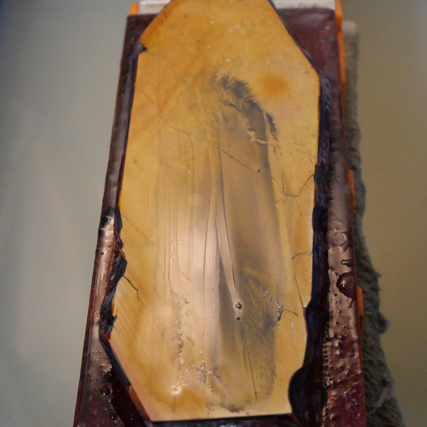 天然砥石 奥殿 巣板 板付き　65×171×16mm