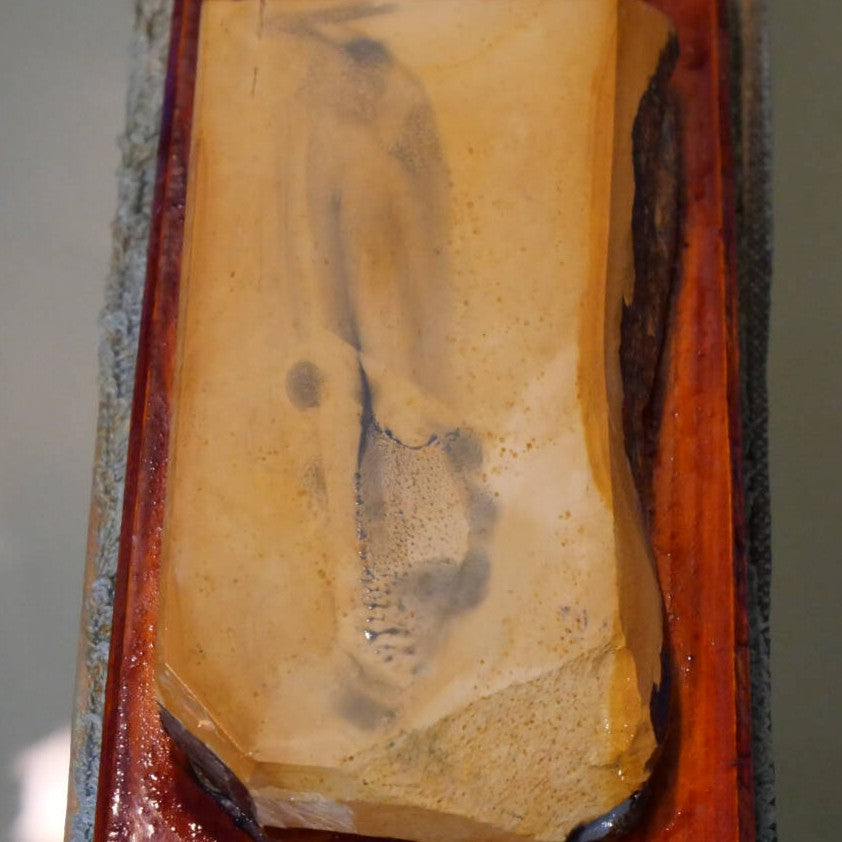 天然砥石　奥殿 合砥 コッパ 台付き 53×112×17mm