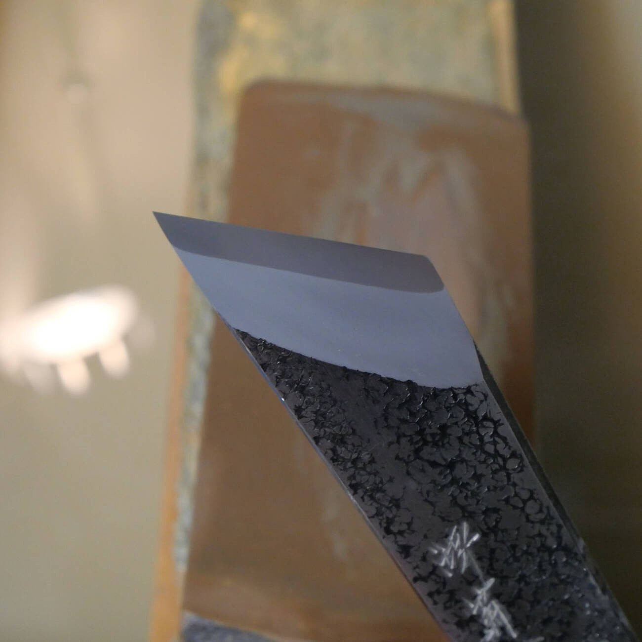 天然砥石　日照山 合砥 赤茶 レザー型　68×145×37mm
