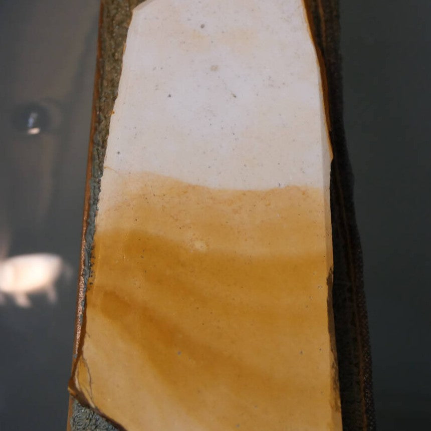 Miotsukushihime Pedra de amolar natural Iyo Meito M27, padrão amadeirado, 63×212×31 mm