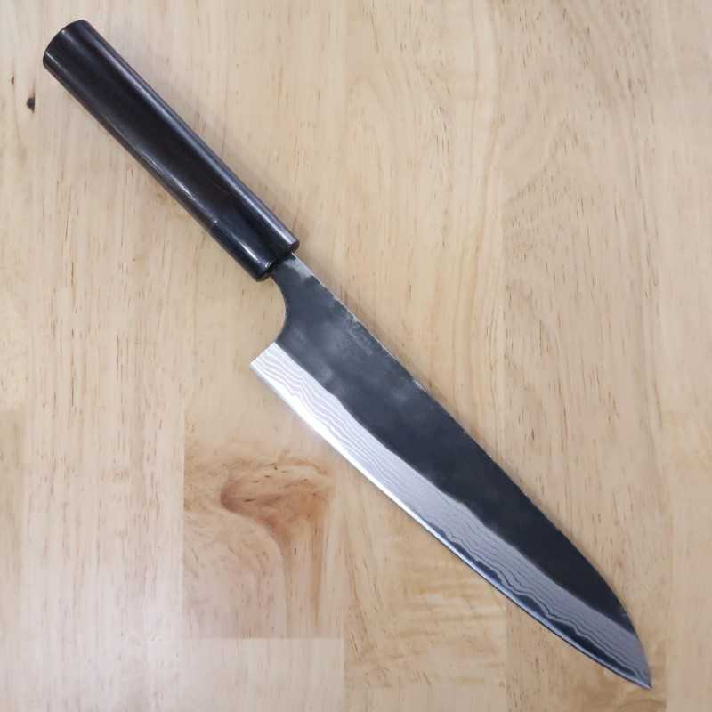 Gyuto Anryu Aço Shirogami #2 Kurouchi Damasco cabo em madeira (210mm)
