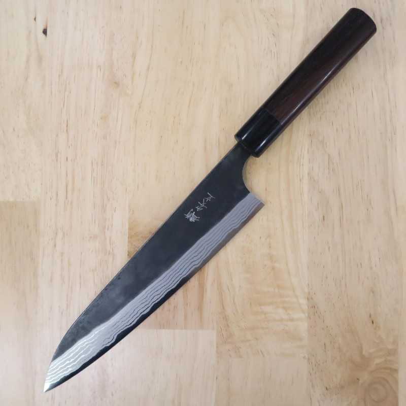 Anryu Gyuto Acier Shirogami n°2 Finition noire Damas Manche en bois de palissandre (210 mm)