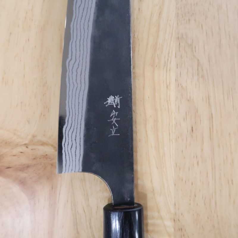 Anryu Gyuto Acier Shirogami n°2 Finition noire Damas Manche en bois de palissandre (210 mm)