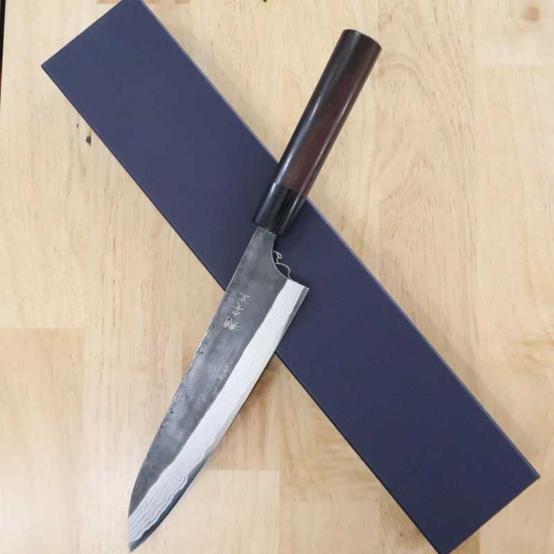 Anryu Gyuto Acier Shirogami n°2 Finition noire Damas Manche en bois de palissandre (210 mm)