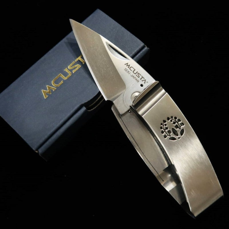 Navaja con clip para billetes MCUSTA "Kamon" Fuji acero inoxidable 50mm)