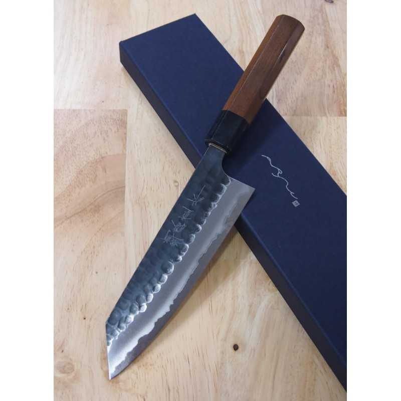ANRYU bunka Aogami Super, acabado martillado negro, mango octogonal de palisandro (170 mm)
