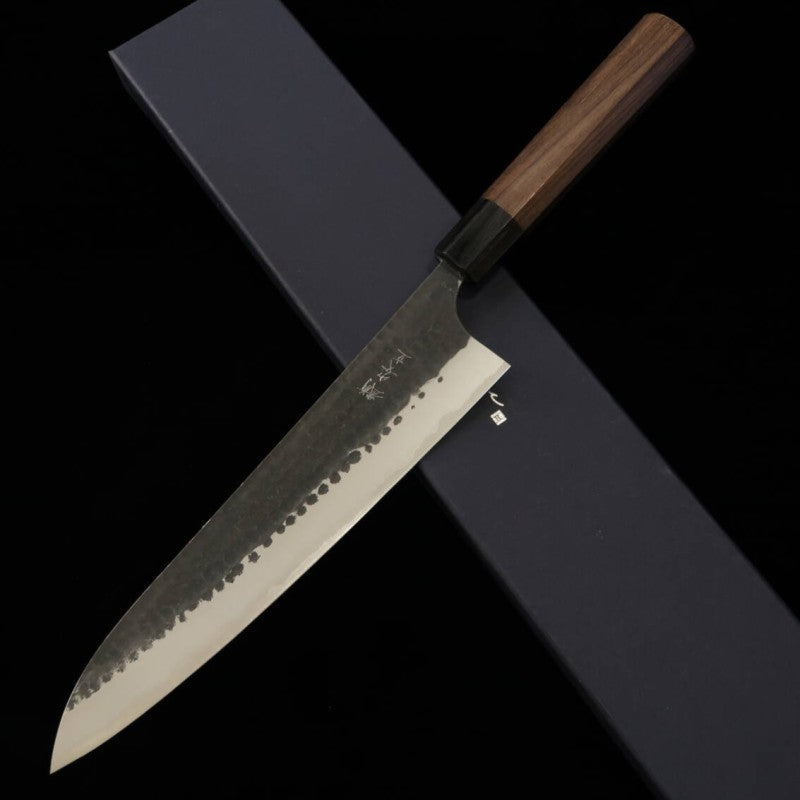 ANRYU, Gyuto, Super Blue Steel, Kurouchi and Hammered Finish with Rosewood Octagonal Handle (210/240mm)