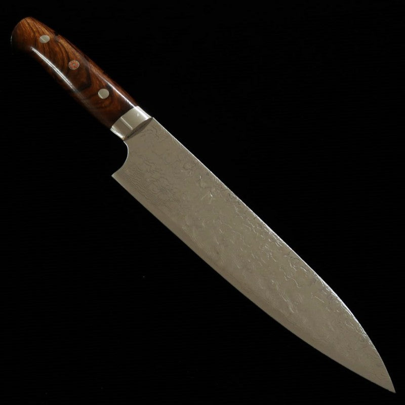Gyuto Takeshi Saji R2 com acabamento diamante Cabo Iron wood (180-240mm)