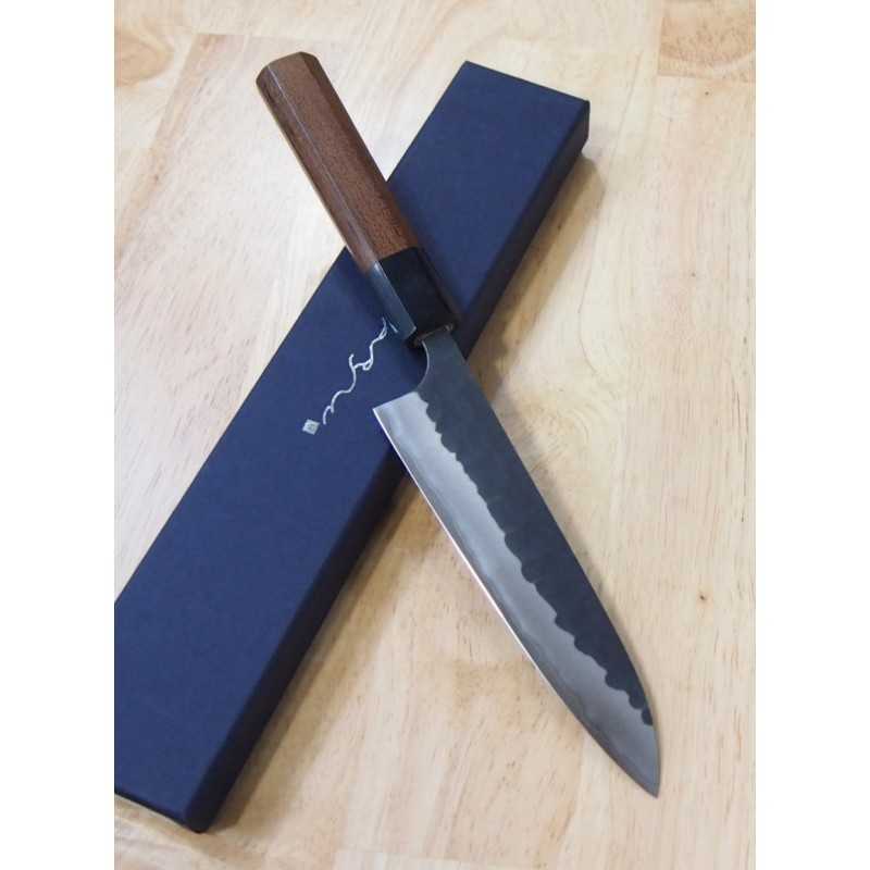 ANRYU, Petty, Blue Steel Super, Kurouchi and Hammered Finish with Rosewood Octagonal Handle (150mm)