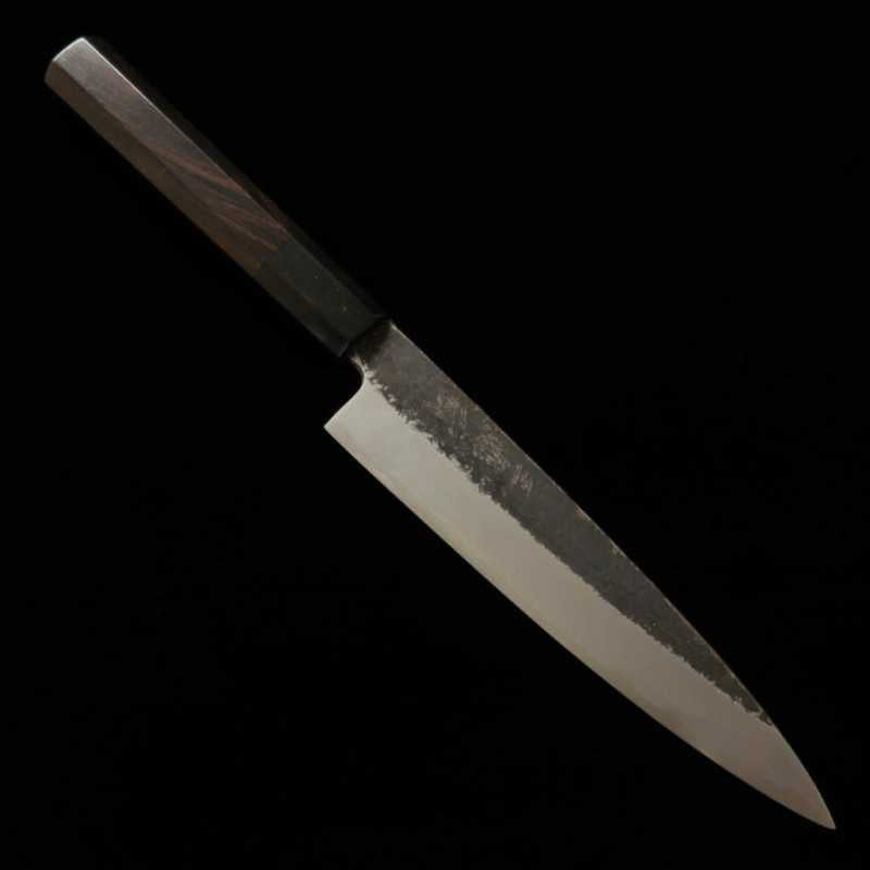 Petty MIURA Itadaki Sakai Yoshikazu Shirogami No. 2 Black Finish Ebony Octagonal Handle (150mm)
