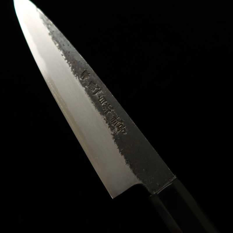 MIURA Itadaki Miura Itadaki Tanaka Giichi petty acero blanco nº2 acabado negro mango octogonal de ébano (150 mm)