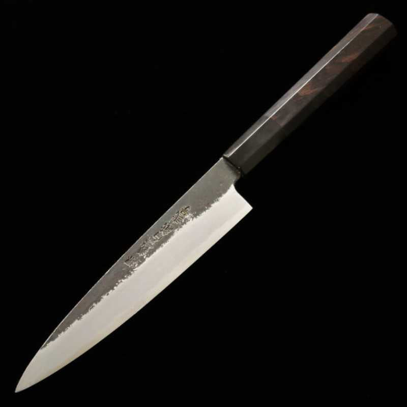MIURA Itadaki Miura Itadaki Tanaka Giichi petty acero blanco nº2 acabado negro mango octogonal de ébano (150 mm)
