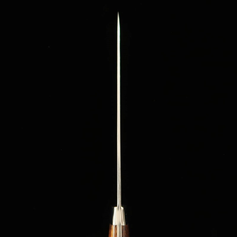 佐治武士 SAJI TAKESHI R2 Faca Petty Damasco com cabo em madeira Ironwood tingida de preto (135/150mm)