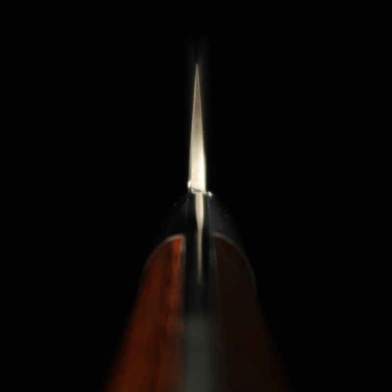 佐治武士 SAJI TAKESHI R2 Faca Petty Damasco com cabo em madeira Ironwood tingida de preto (135/150mm)