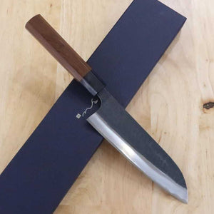 Anryu ANRYU Santoku Acier Blue Super Martelé Finition Noire Manche octogonal en érable (165 mm)