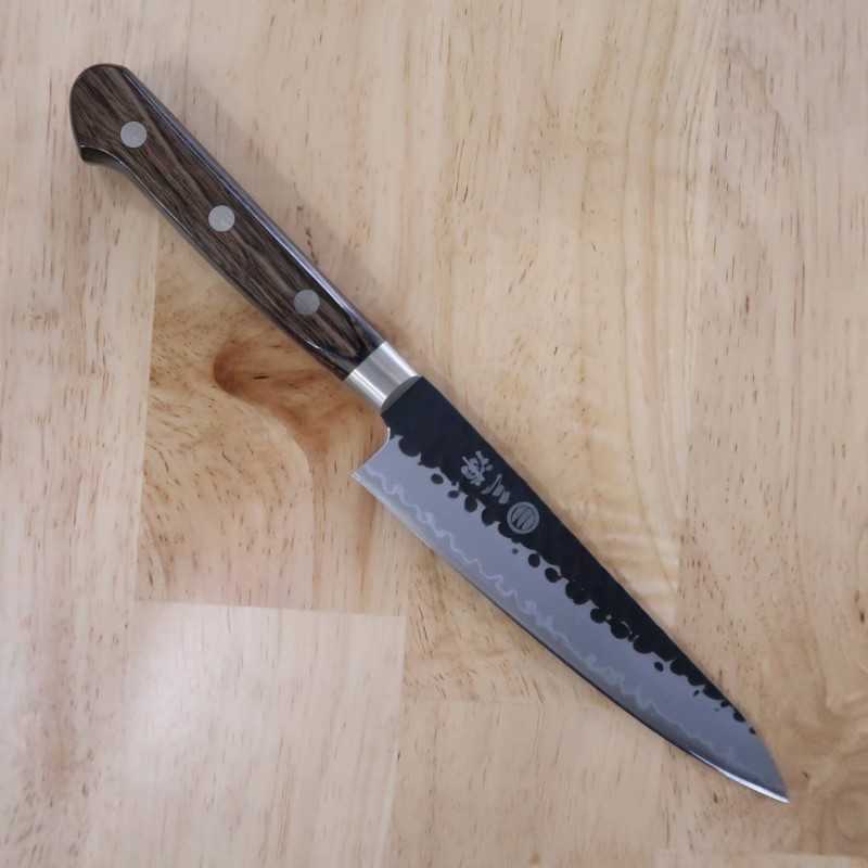Petty MIURA Aogami Super Acabamento martelado kurouchi cabo de madeira marrom escuro (135/150mm)