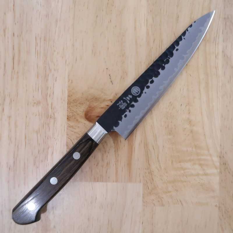 MIURA Aogami Super, damas martelé noir, petty, manche en contreplaqué brun foncé (135/150mm)