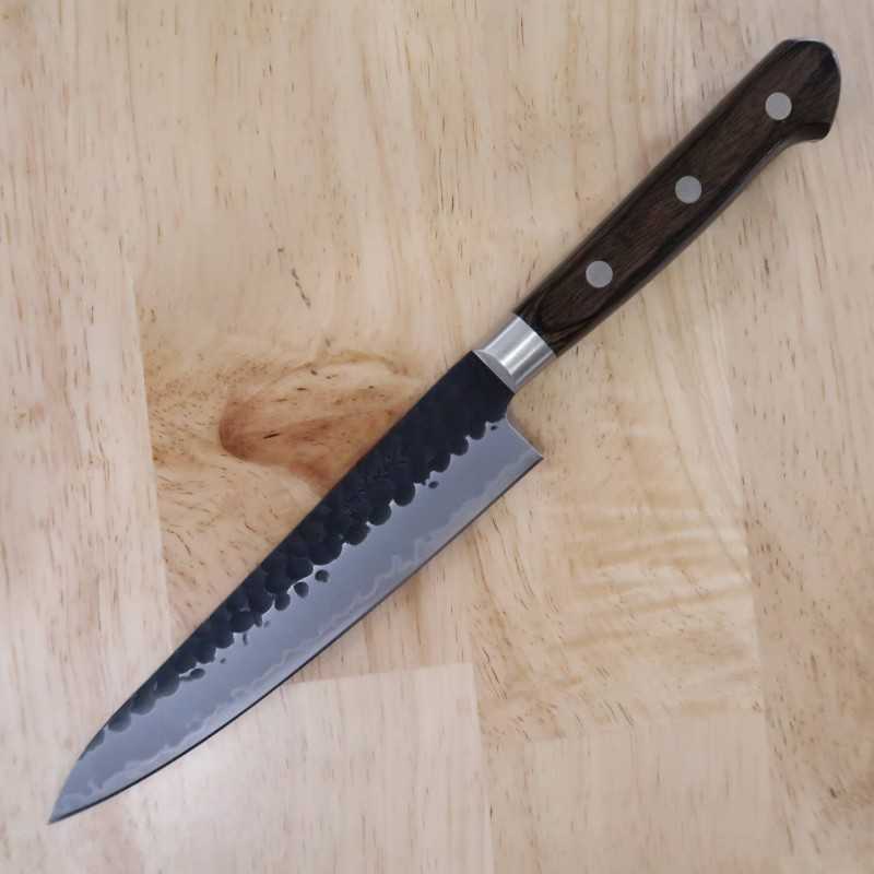 MIURA Aogami Super, damas martelé noir, petty, manche en contreplaqué brun foncé (135/150mm)