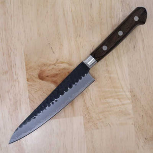 MIURA Aogami Super, damas martelé noir, petty, manche en contreplaqué brun foncé (135/150mm)