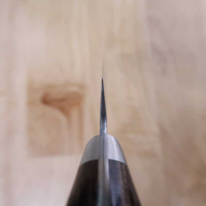 MIURA Aogami Super, damas martelé noir, petty, manche en contreplaqué brun foncé (135/150mm)