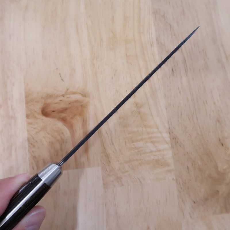 MIURA Aogami Super, damas martelé noir, petty, manche en contreplaqué brun foncé (135/150mm)
