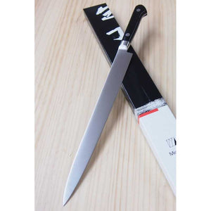 MISONO Acier au molybdène, couteau à sole, manche en contreplaqué noir (200/240 mm)