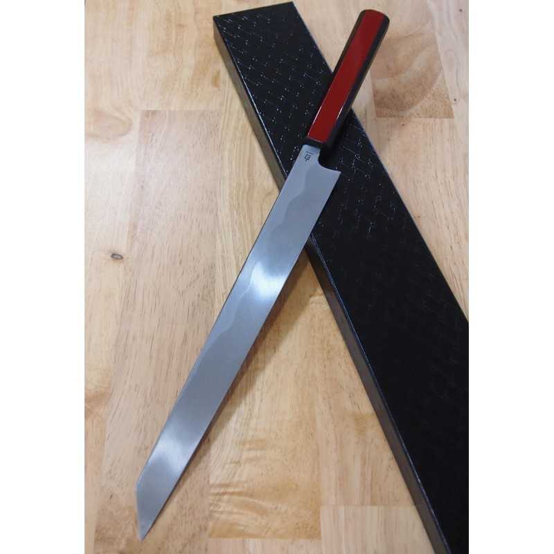  Kiritsuke Yanagiba KAGEKIYO Shirogami nº 1 Cabo laca vermelha (300mm)