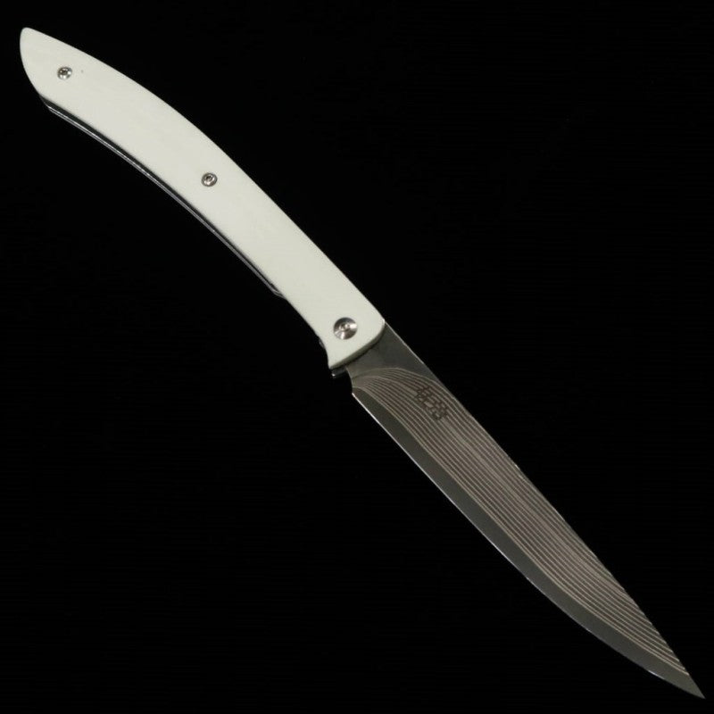 Steak knife dobrável Takeshi Saji R2 Cabo em Micarta branca (100mm)