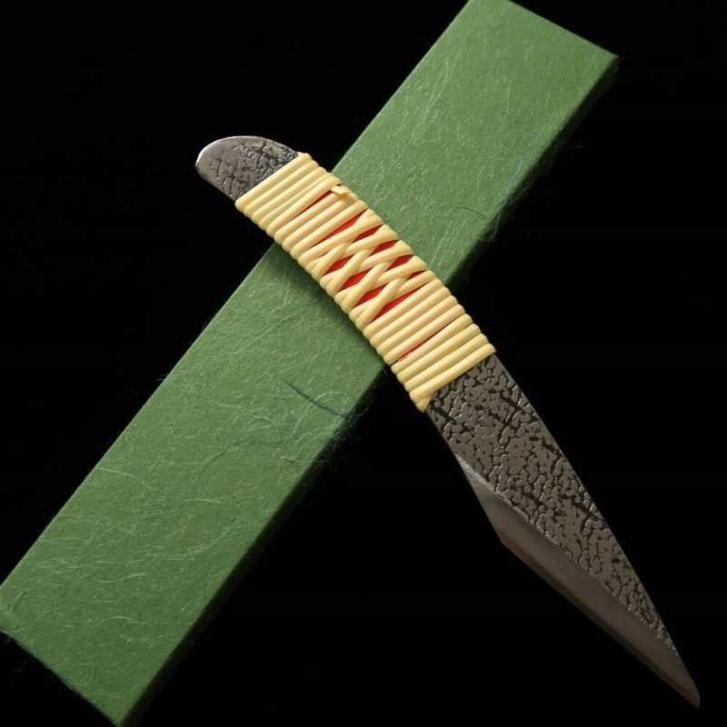 Cuchillo kiridashi Aogami Super tipo pistola mango enrollado en ratán (24/30 mm)