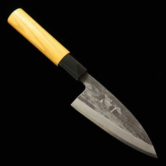 Faca de corte para cavala MIURA Aogami No. 2, preta, de um só gume, com cabo Keyaki (105 mm)