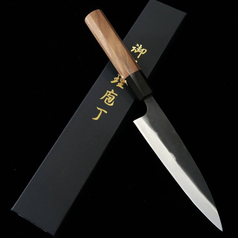 三浦 MIURA アジ切 青紙二号 黒打ち 胡桃柄 (145mm)