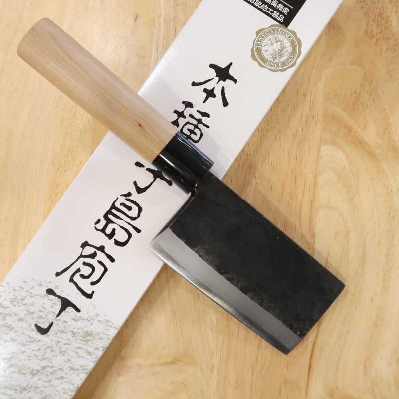 Ikenami Hamono Acier Blanc n°1 manche en cerisier, coupe os en os de cerf (125 mm)