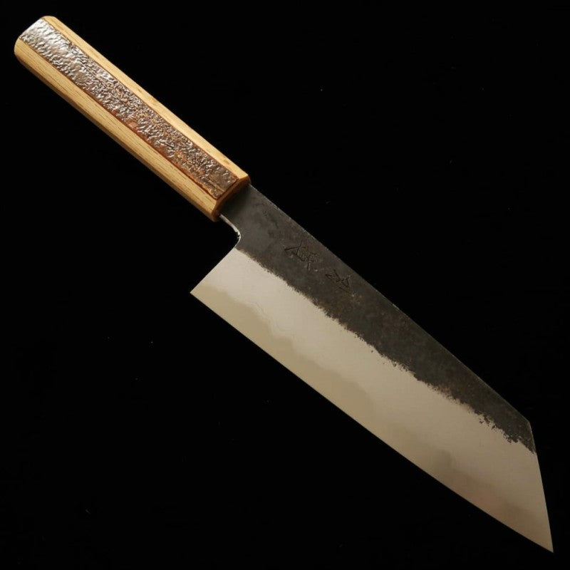 刃道 HADO 墨 文化 青紙一号 黒打ち ダマスカス 桜皮霜降柄 （180mm）