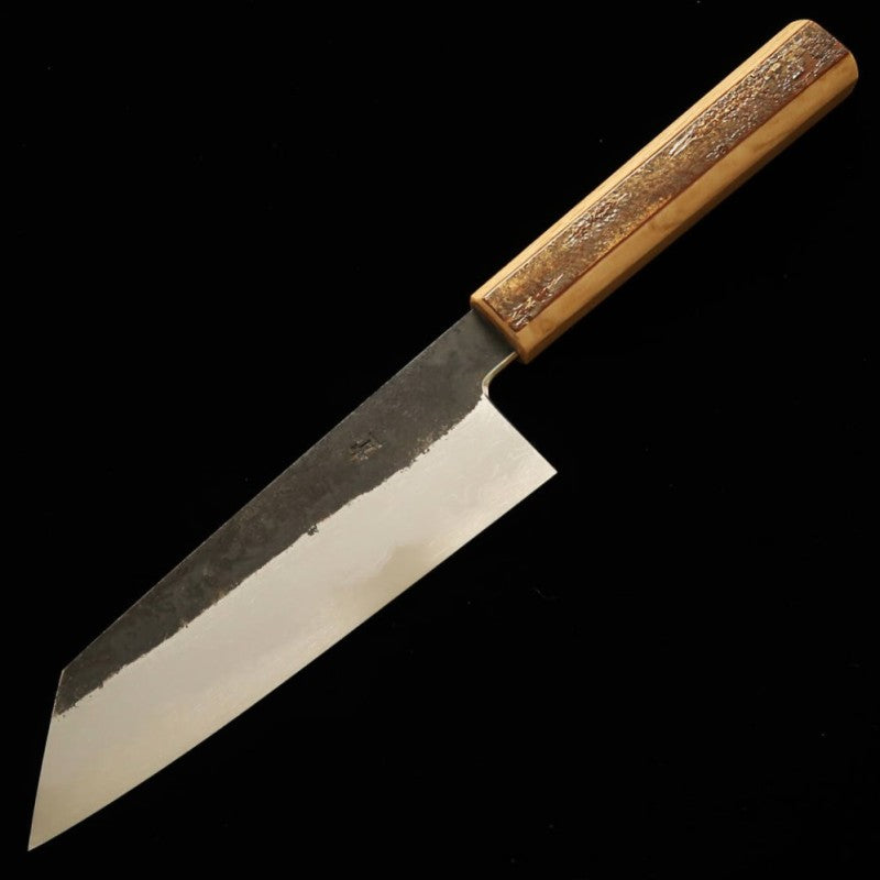 刃道 HADO 墨 文化 青紙一号 黒打ち ダマスカス 桜皮霜降柄 （180mm）