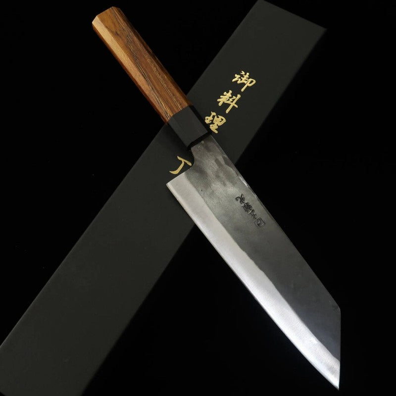 HIDARI YORIMITSU Bunka Blue Steel Black Finish Iron Wood Handle (200mm)