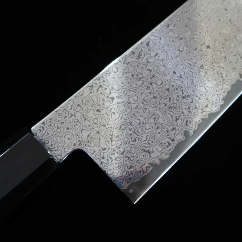 Miura VG10 Inox Damas noir, couteau Bunka (180mm)