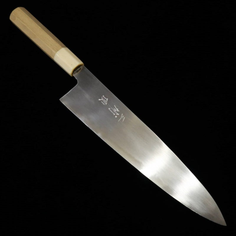 Gyuto MIURA KNIVES Itadaki Sakai Yoshikazu Shirogami No. 2 Hairline Finish White Buffalo Octagonal Handle (210/240mm)