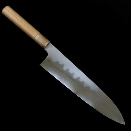 水野鍛錬所 MIZUNO TANRENJO 本焼 牛刀 青紙二号 鏡面仕上げ 朴八角柄 (240mm)
