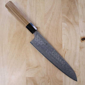 Forge Nigara Hamono NIGARA Motif sombre Gyuto SG2, manche octogonal en teck (210/240 mm)