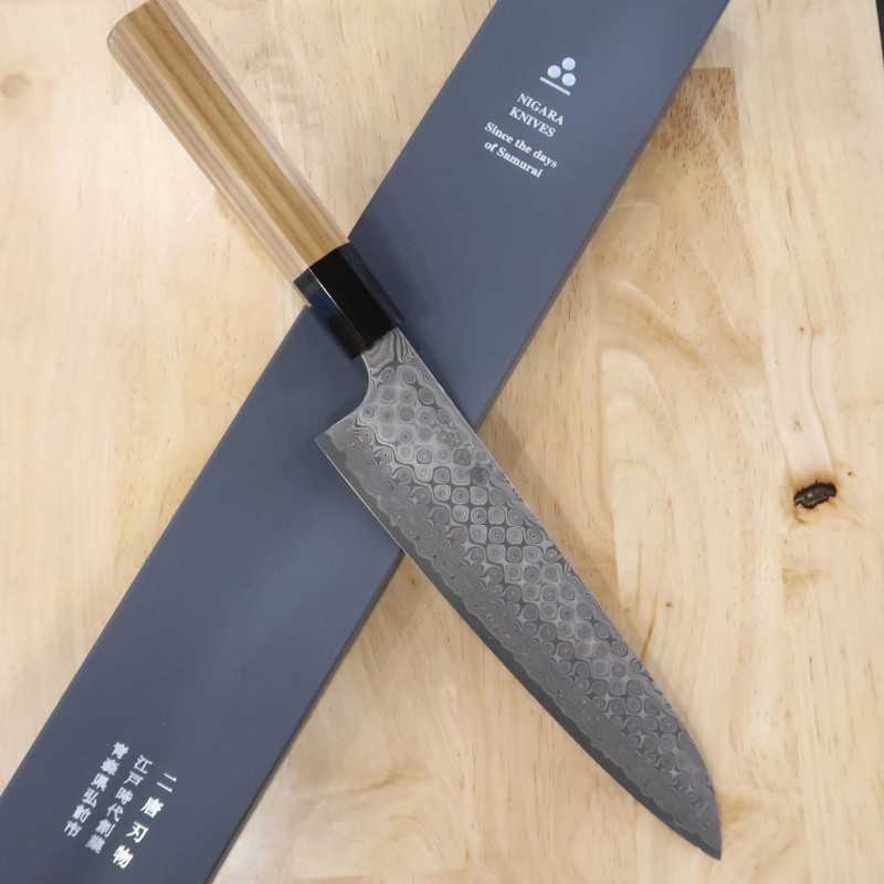 二唐刃物鍛造所NIGARA 暗紋 牛刀 SG2 チーク八角柄 (210/240mm)